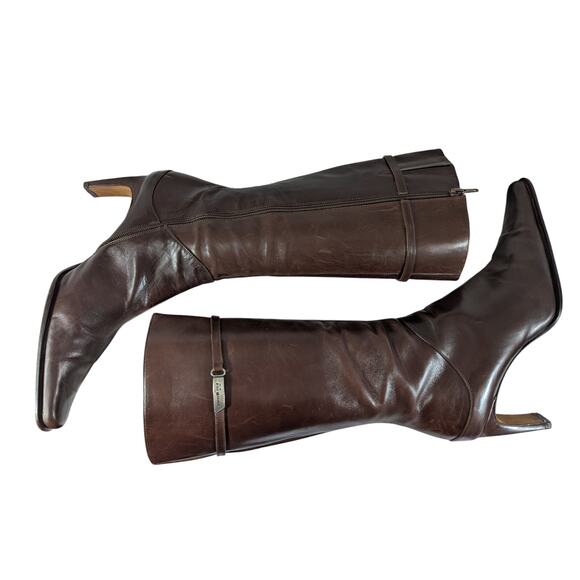 KENNETH COLE! ESPRESSO BROWN GENUINE LEATHER NIPPED POINTY TOE BOOTS! SZ 9M - Picture 9 of 13